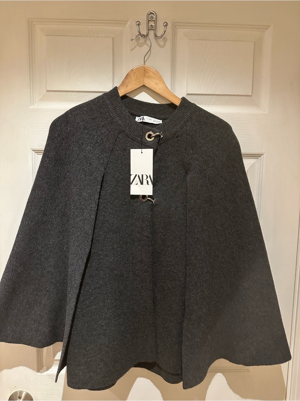 Zara Dark Gray Wool Blend Cape Sweater